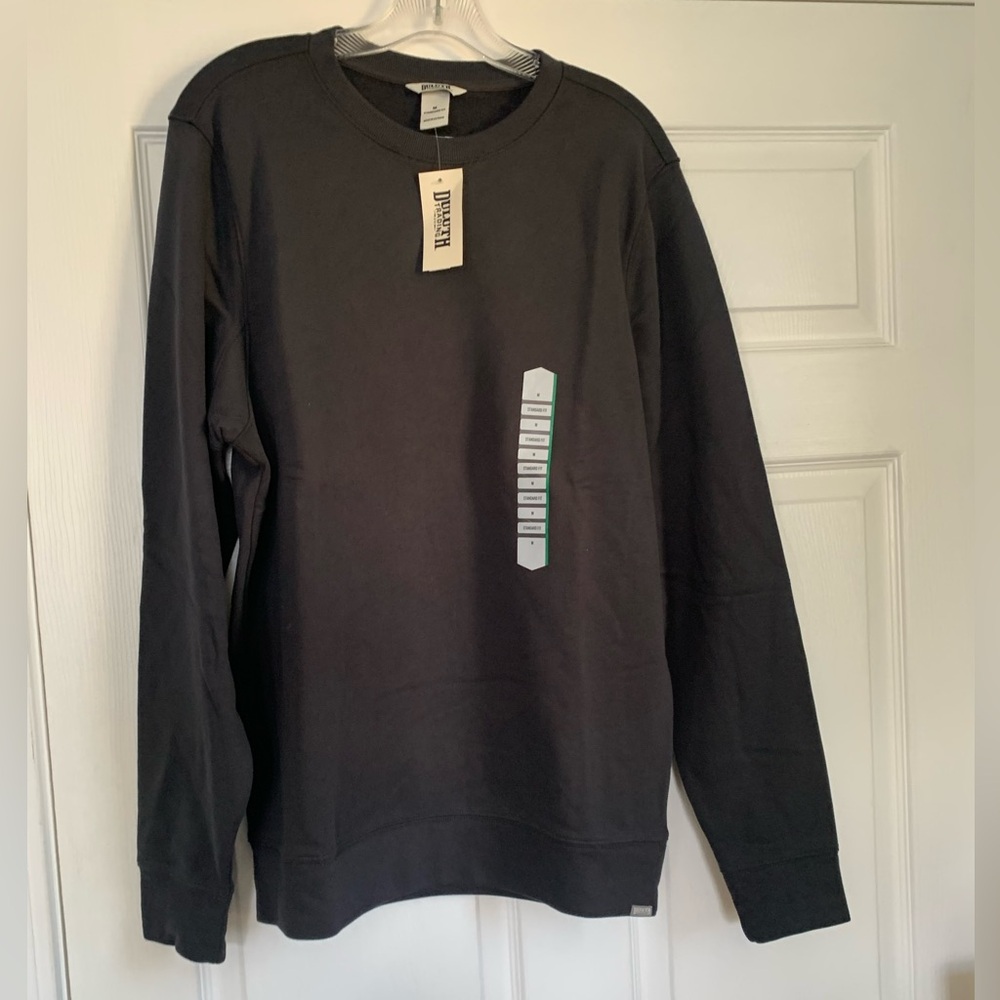 Duluth Trading Co Sweatshirt Mens Medium M Black Dark Gray Crew Neck NWT